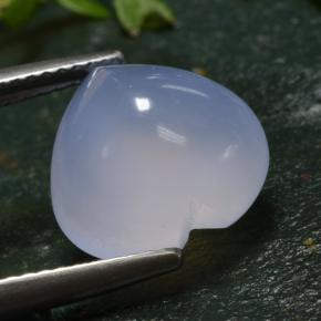 5.51캐럿 천연 라벤더 블루 칼세도니, 하트 모양, 12×11.7 mm, 투명한