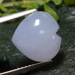 4.07캐럿 천연 연한 푸르스름한 바이올렛 칼세도니, 하트 모양, 11.1×10.8 mm, 투명한