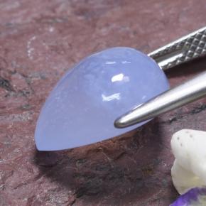 5.62캐럿 천연 라벤더 블루 칼세도니, 배 모양, 13.1×10.2 mm, 투명한