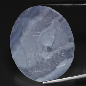 37.65캐럿 천연 라벤더 블루 칼세도니, 투명한, 31.8×26.5 mm, 투명/반투명