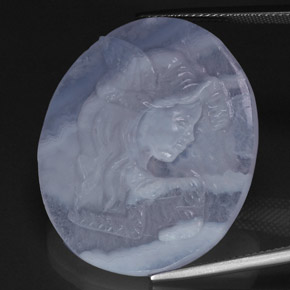 37.65캐럿 천연 라벤더 블루 칼세도니, 투명한, 31.8×26.5 mm, 투명/반투명