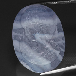 24.09캐럿 천연 라벤더 블루 칼세도니, 투명한, 27.3×20.6 mm, 투명/반투명