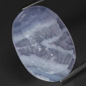 24.09캐럿 천연 라벤더 블루 칼세도니, 투명한, 27.3×20.6 mm, 투명/반투명
