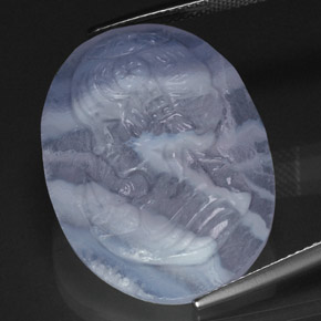 24.09캐럿 천연 라벤더 블루 칼세도니, 투명한, 27.3×20.6 mm, 투명/반투명