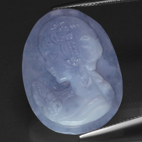 28.00캐럿 천연 라벤더 블루 칼세도니, 투명한, 28.1×21.6 mm, 투명/반투명