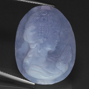 28.00캐럿 천연 라벤더 블루 칼세도니, 투명한, 28.1×21.6 mm, 투명/반투명