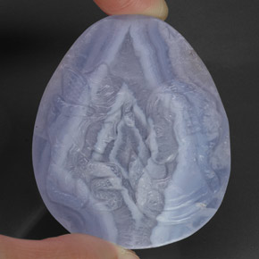 121.20캐럿 천연 라벤더 블루 칼세도니, 투명한, 51.8×41.3 mm, 투명/반투명