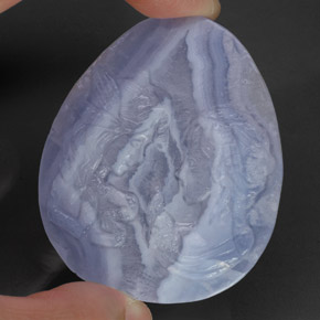 121.20캐럿 천연 라벤더 블루 칼세도니, 투명한, 51.8×41.3 mm, 투명/반투명