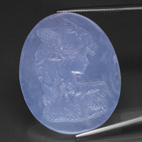 53.37캐럿 천연 라벤더 블루 칼세도니, 투명한, 37.8×31 mm, 투명/반투명