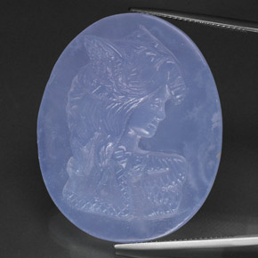 53.37캐럿 천연 라벤더 블루 칼세도니, 투명한, 37.8×31 mm, 투명/반투명