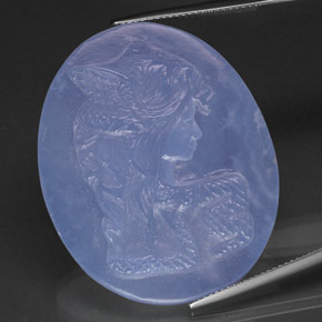 53.37캐럿 천연 라벤더 블루 칼세도니, 투명한, 37.8×31 mm, 투명/반투명