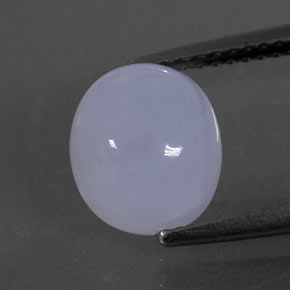 3.23캐럿 천연 라벤더 블루 칼세도니, 타원형 컷, 9.3×8.2 mm, 투명한