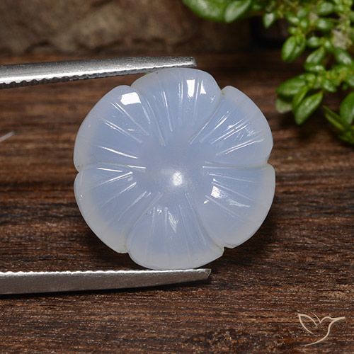 12.46ct 자연스러운 하늘색 옥수, 플라워 컷, 투명한