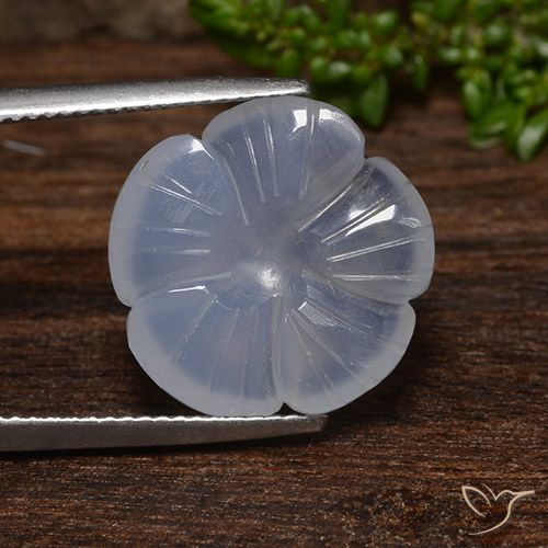 9.24ct 자연스러운 하늘색 옥수, 플라워 컷, 투명한
