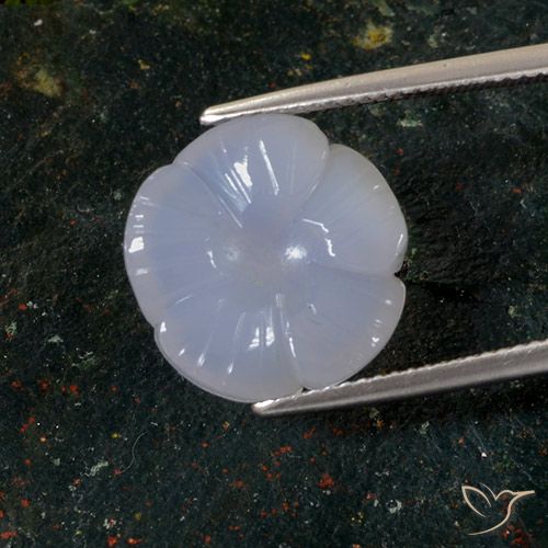 8.75ct 자연스러운 하늘색 옥수, 플라워 컷, 투명한