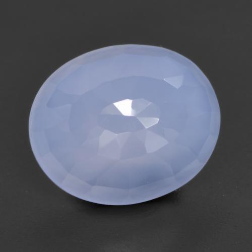 4.26캐럿 천연 자줏빛을 띤 파란색 칼세도니, 타원형 컷, 11.7×9.7 mm, 투명한