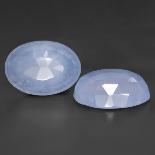 10.15캐럿 천연 자줏빛을 띤 파란색 칼세도니 보석, 타원형 컷, 13.7×10.1 mm, 투명한