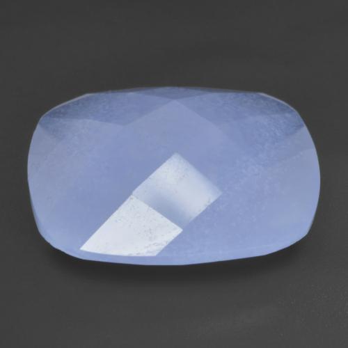 12.52캐럿 천연 자줏빛을 띤 파란색 칼세도니, 쿠션 컷, 17.9×17.9 mm, 투명한