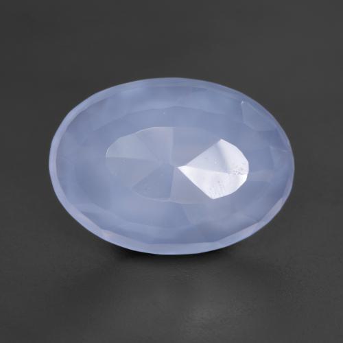 4.85캐럿 천연 자줏빛을 띤 파란색 칼세도니, 타원형 컷, 13.9×10 mm, 투명한