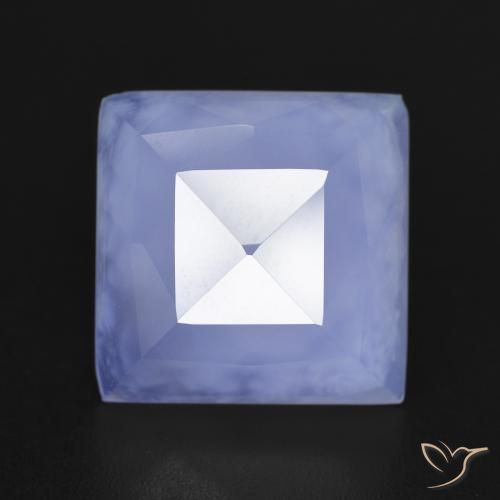 6.90ct 자연스러운 자줏빛을 띤 파란색 옥수, 정사각형, 투명한
