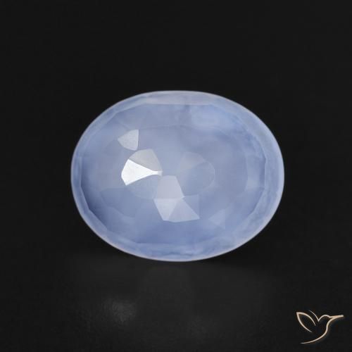 2.35ct 자연스러운 라이트 퍼플리쉬 블루 옥수, 타원형, 투명한