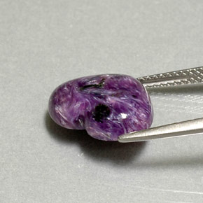 4.95캐럿 천연 바이올렛 차로아이트, 하트 모양, 14.2×11.6 mm, 불투명체