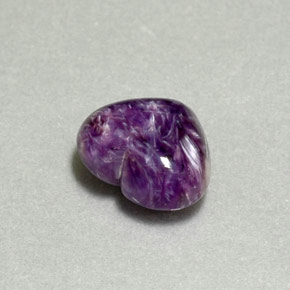 5.06캐럿 천연 바이올렛 차로아이트, 하트 모양, 13×10.6 mm, 불투명체