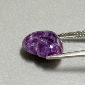 5.06캐럿 천연 바이올렛 차로아이트, 하트 모양, 13×10.6 mm, 불투명체