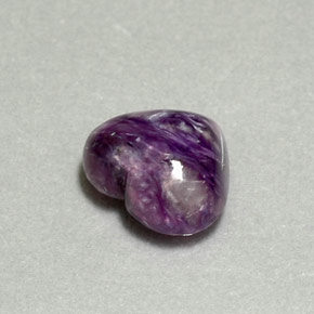 4.16캐럿 천연 바이올렛 차로아이트, 하트 모양, 12.4×10.4 mm, 불투명체