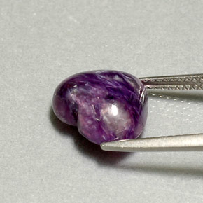 4.16캐럿 천연 바이올렛 차로아이트, 하트 모양, 12.4×10.4 mm, 불투명체