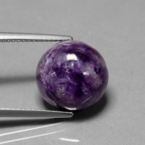 6.75캐럿 천연 바이올렛 차로아이트, 라운드 컷, 12.45 mm, 불투명체