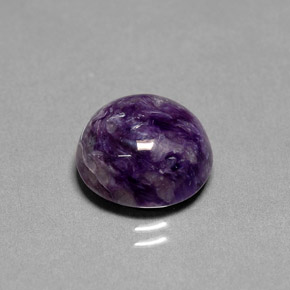 6.75캐럿 천연 바이올렛 차로아이트, 라운드 컷, 12.45 mm, 불투명체