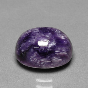 5.68캐럿 천연 바이올렛 차로아이트, 타원형 컷, 12.2×10 mm, 불투명체