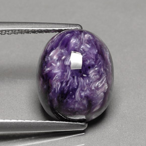 5.68캐럿 천연 바이올렛 차로아이트, 타원형 컷, 12.2×10 mm, 불투명체