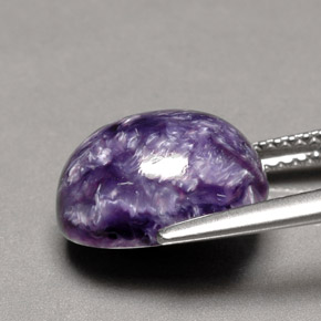 5.68캐럿 천연 바이올렛 차로아이트, 타원형 컷, 12.2×10 mm, 불투명체