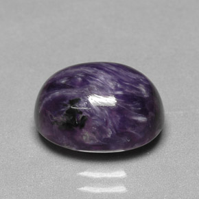 4.98캐럿 천연 바이올렛 차로아이트, 타원형 컷, 12.2×9.4 mm, 불투명체