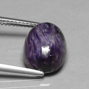 4.98캐럿 천연 바이올렛 차로아이트, 타원형 컷, 12.2×9.4 mm, 불투명체