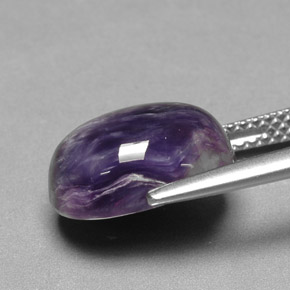 4.98캐럿 천연 바이올렛 차로아이트, 타원형 컷, 12.2×9.4 mm, 불투명체