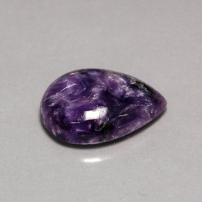 5.55캐럿 천연 바이올렛 차로아이트, 배 모양, 14.9×11.6 mm, 불투명체