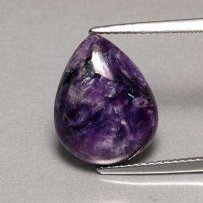 5.55캐럿 천연 바이올렛 차로아이트, 배 모양, 14.9×11.6 mm, 불투명체