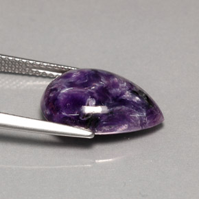 5.55캐럿 천연 바이올렛 차로아이트, 배 모양, 14.9×11.6 mm, 불투명체
