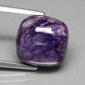 6.76캐럿 천연 바이올렛 차로아이트, 쿠션 컷, 11.9×11.7 mm, 불투명체