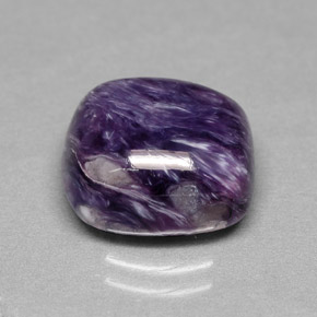 6.76캐럿 천연 바이올렛 차로아이트, 쿠션 컷, 11.9×11.7 mm, 불투명체