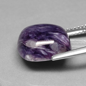 6.76캐럿 천연 바이올렛 차로아이트, 쿠션 컷, 11.9×11.7 mm, 불투명체