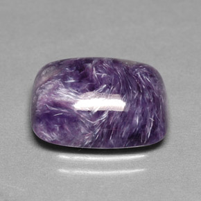6.49캐럿 천연 바이올렛 차로아이트, 쿠션 컷, 13.8×11.1 mm, 불투명체
