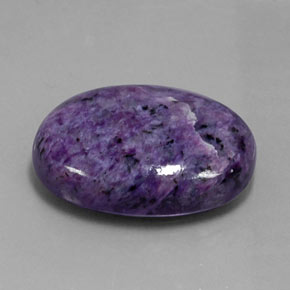 28.97캐럿 천연 미디엄 다크 바이올렛 차로아이트, 타원형 컷, 25.4×18.5 mm, 불투명체