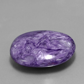 26.05캐럿 천연 바이올렛 차로아이트, 타원형 컷, 25.1×20.1 mm, 불투명체