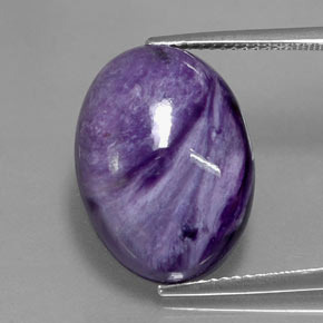 12.03캐럿 천연 바이올렛 차로아이트, 타원형 컷, 18×13.3 mm, 불투명체