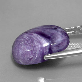 12.03캐럿 천연 바이올렛 차로아이트, 타원형 컷, 18×13.3 mm, 불투명체