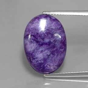 7.41캐럿 천연 바이올렛 차로아이트, 타원형 컷, 18.1×13 mm, 불투명체